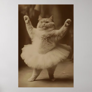 Bailarina de Gato, Cartaz Antigo, Impressão de Art