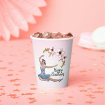 Bailarina em Azul Acentos Rosa Aniversário