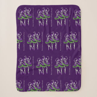 Bailarina Esqueleto Manta Sherpa Roxo Verde Arte