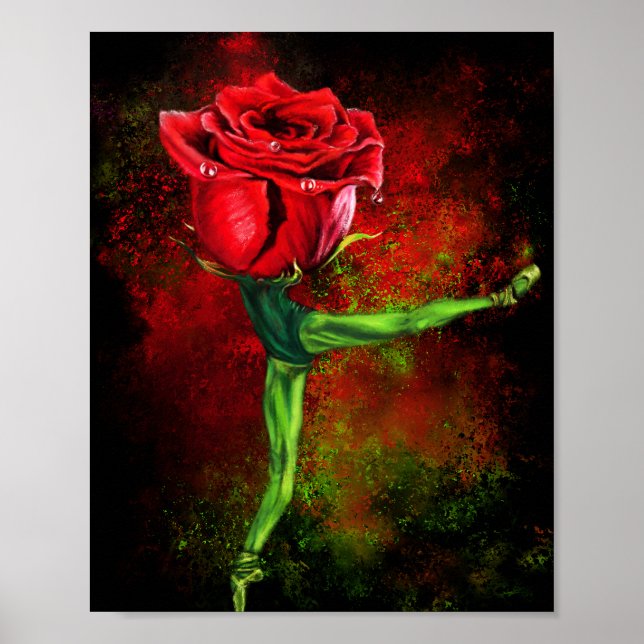 Bailarina Rosa Dançarina de Ballet Poster - Pintur (Frente)