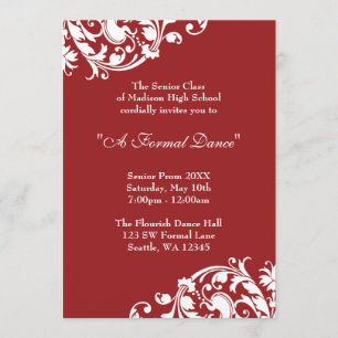 Baile de formatura Vermelho e Branco - Convite For