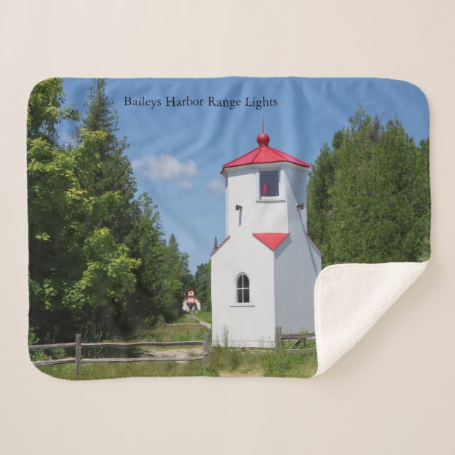 Bailey Harbor Range Lights sherpa cobertor (Frente (Horizontal))
