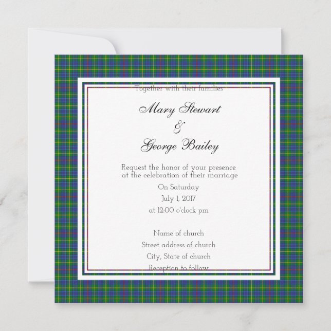 Bailey Scottish Wedding Square Convite (Frente)
