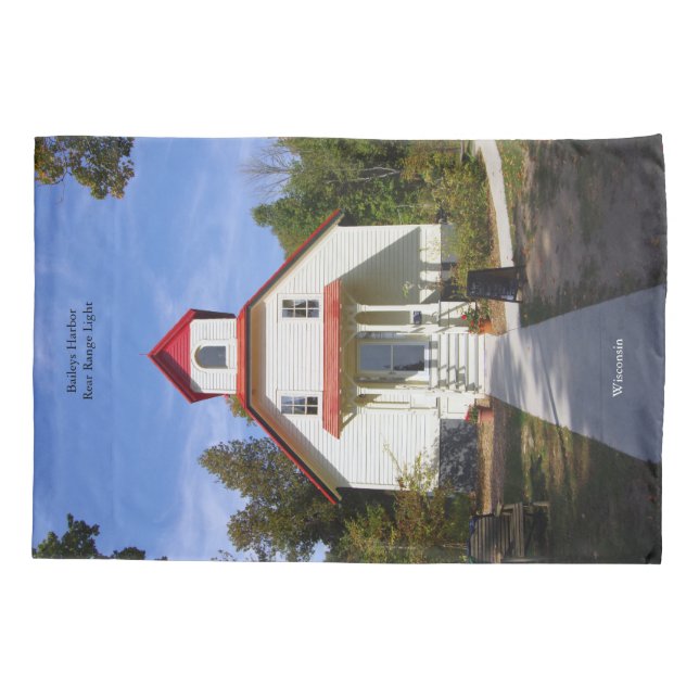 Baileys Harbor Rear Range Light pillow case (Verso)
