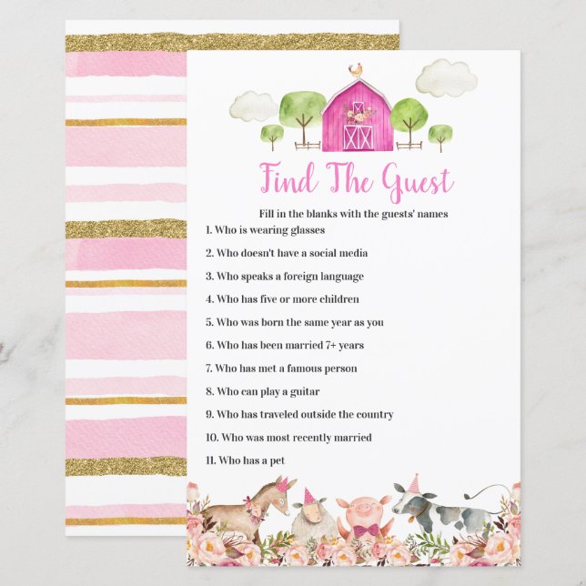 Bairro de Animais da fazenda Encontre o Jogo de Co (Frente/Verso)