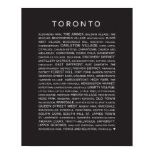 Bairros de Toronto Poster - preto e branco