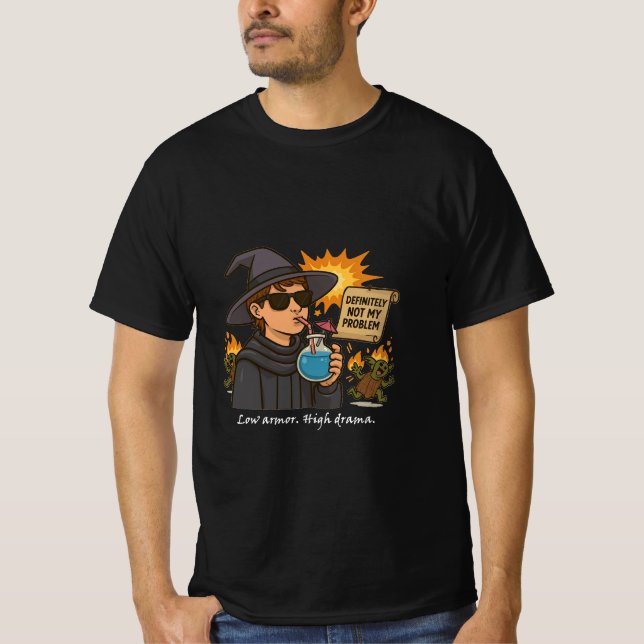 "Baixo Armor. Grande Drama." Camiseta Engraçado Ma (Frente)