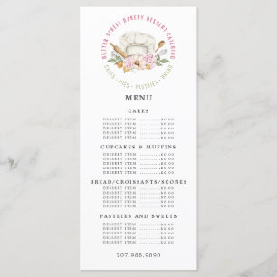 Baker Bakery Watercolor Bakers Utensls Menu