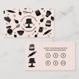 Baker Baking Utensls Cartões de Lealdade a preto r