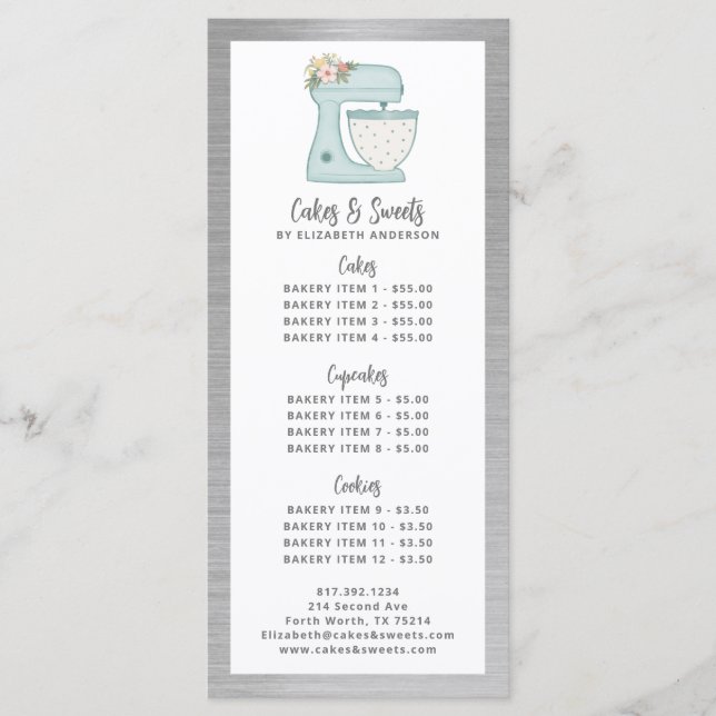 Bakery Chef Chef Menu (Frente)