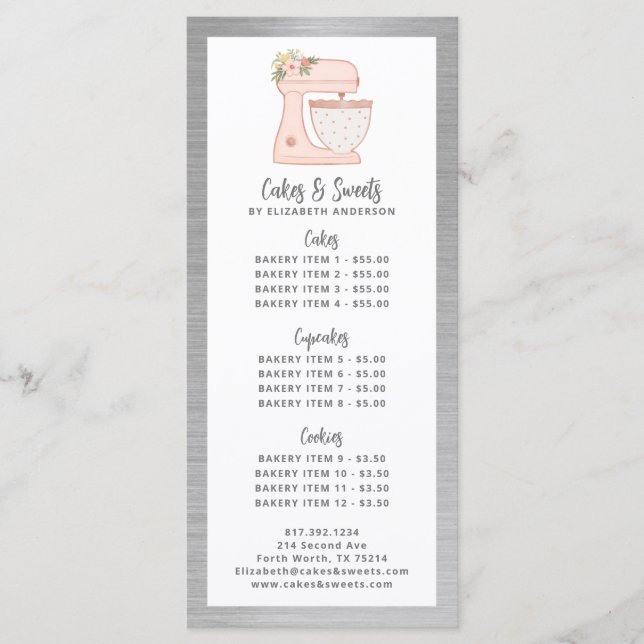 Bakery Chef Chef Menu (Frente)