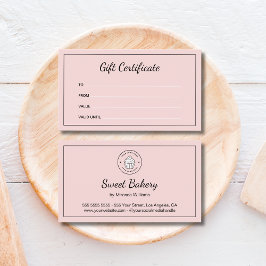 Bakery Custom Logo Pink Business Gift Certificate