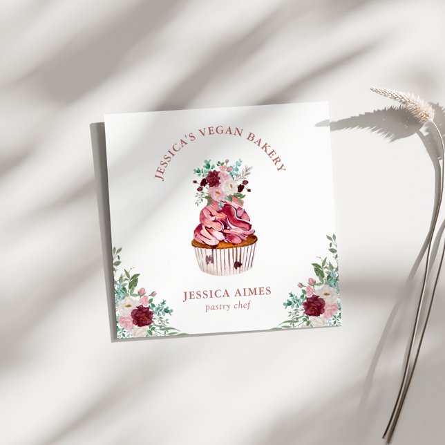 Bakery Pastery Chef Floral Cartão de visita (Criador carregado)