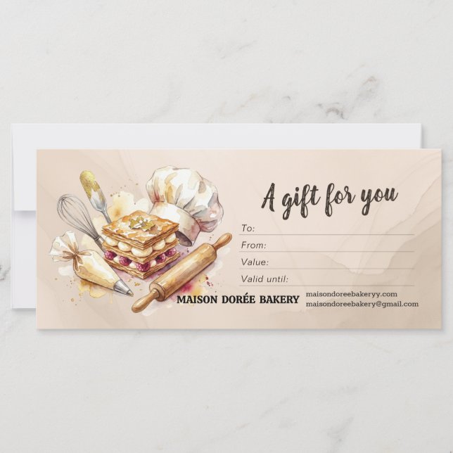 Bakery Store Pastry Chef Baker Gift Certificate (Frente)
