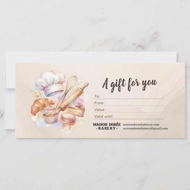 Bakery Store Pastry Chef Baker Gift Certificate (Frente)