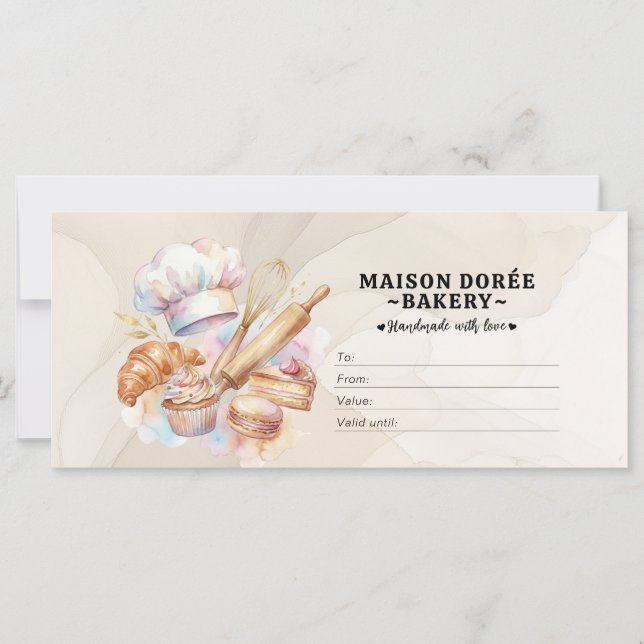Bakery Store Pastry Chef Desserts Gift Certificate (Frente)