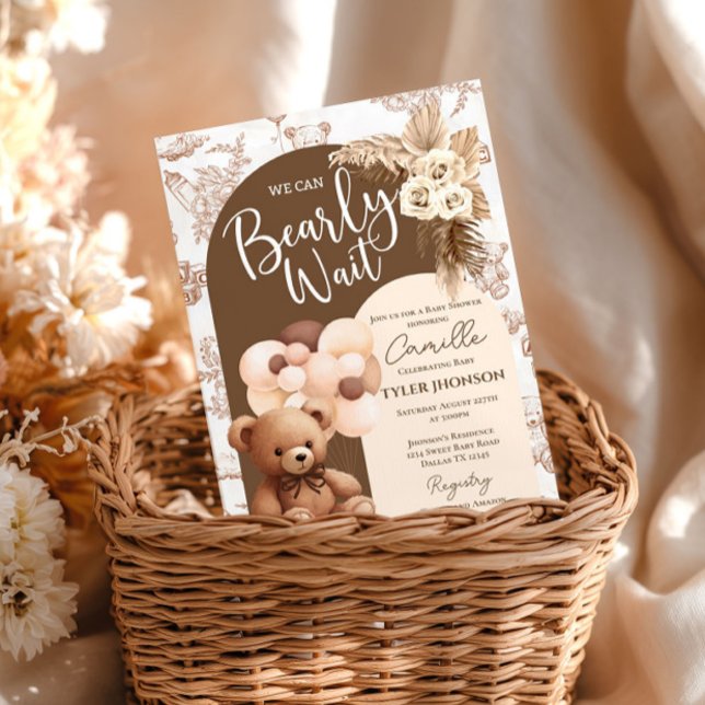 Balão Azul de Convite para Chá de fraldas Urso (Criador carregado)