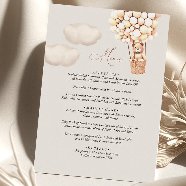 Balão Chá de fraldas do Urso do Menu (Criador carregado)