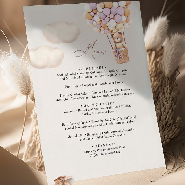 Balão Chá de fraldas do Urso do Menu (Criador carregado)