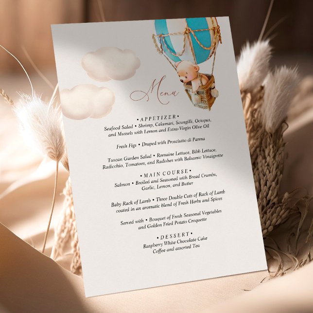 Balão Chá de fraldas do Urso do Menu (Criador carregado)