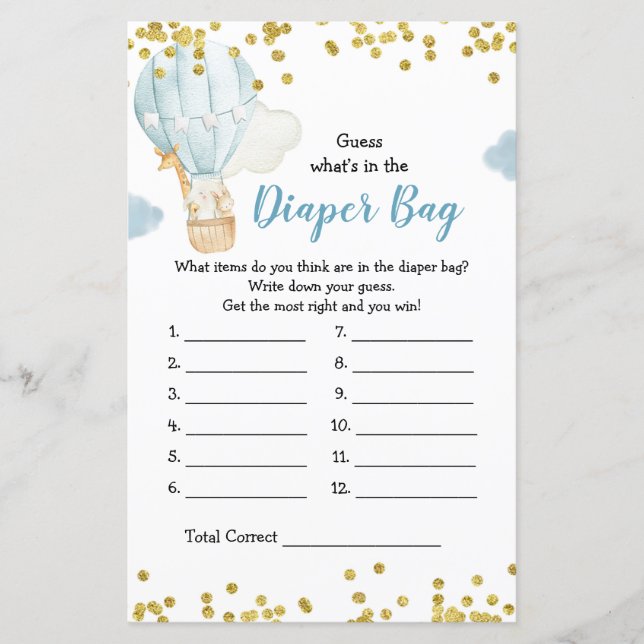 Balão de ar quente adivinha o que há na Fralda? (Frente)