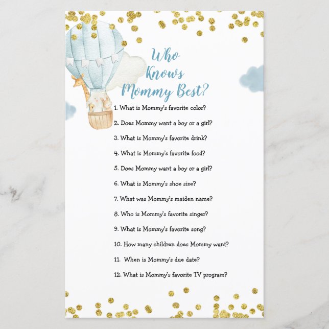 Balão de ar quente azul que conhece o melhor jogo  (Frente)