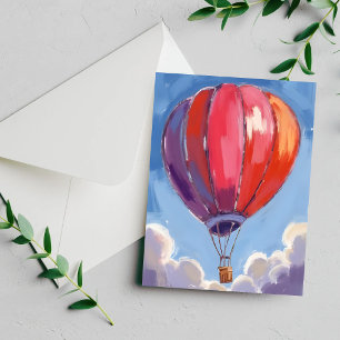 Balão de Ar Quente Cartão de Pintura em Aquarela