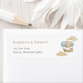 Balão de Ar Quente Chá de Bebê Branco Etiqueta de