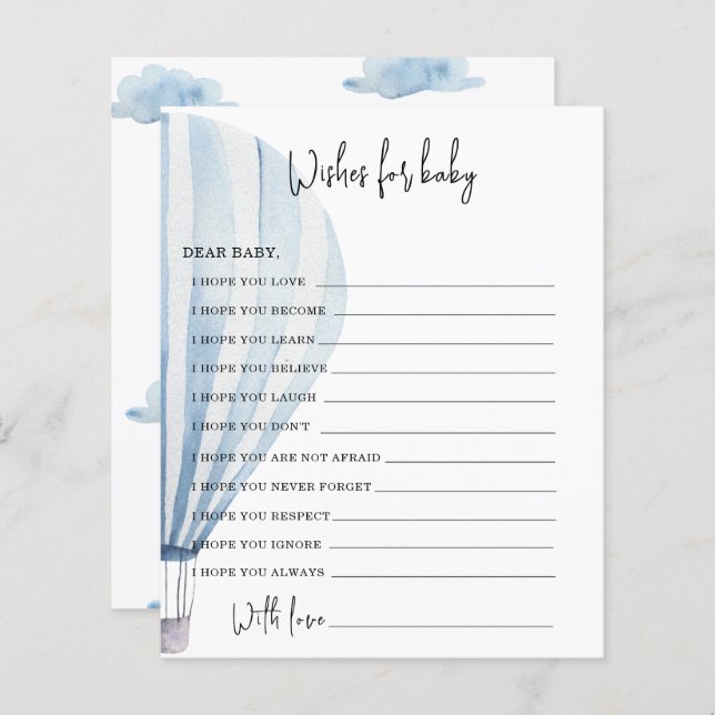 Balão de ar quente | desejos de bebê (Frente/Verso)