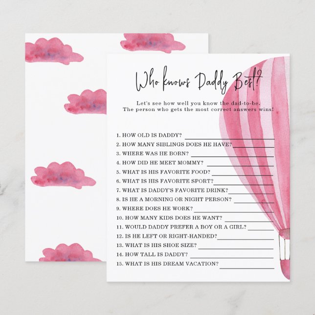 Balão de ar quente - Jogo que conhece melhor o PAI (Frente/Verso)