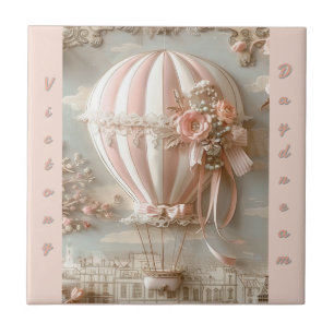 Balão de Ar Quente Parisiense Rosa Suave Personali