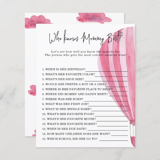 Balão de ar quente - Quem conhece melhor a mamãe (Frente/Verso)