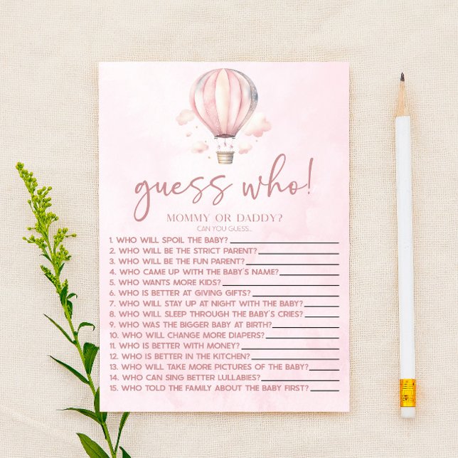 Balão de Ar Quente Rosa Adivinha Quem Chá de frald (Criador carregado)