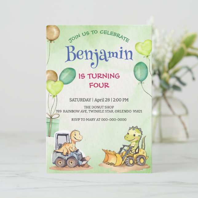 Balão de caminhões de construção de dinossauro bon (Em pé/Frente)