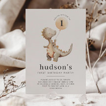 Balão de Convite de Primeiro Aniversário do Dinoss