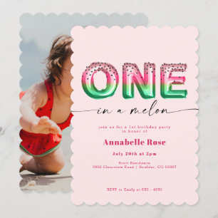 Balão de Melancia Rosa Primeiro Convite de Aniver
