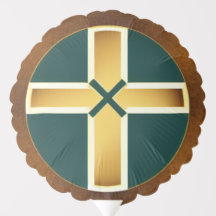 Balão Dourado e Teal Cross