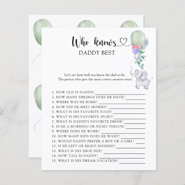 Balão e Elefante - Quem sabe o melhor jogo do pai (Frente/Verso)