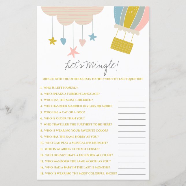 Balão e nuvem de Vamos! Jogo do chá de fraldas (Frente)