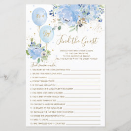 Balão Floral Azul Encontre o Jogo do Icebreak Conv