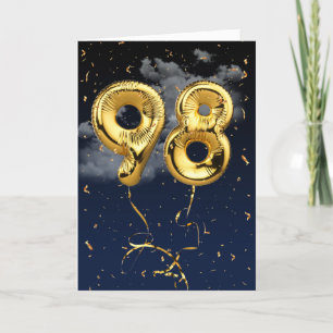 Balão Mylar Dourado de aniversário e Cartão Con