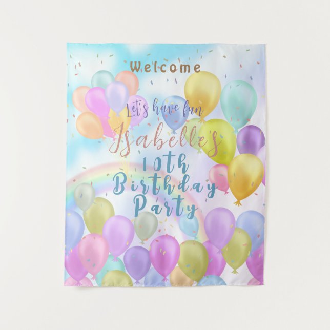 Balão Pastel Aniversário Tapeçaria (Frente)