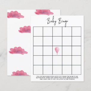 Balão rosa de ar quente - Jogo de bingo para chá d