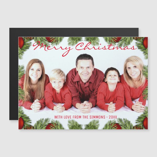 Balas de Natal e Cartão Magnético de Pinheiro (Frente/Verso)