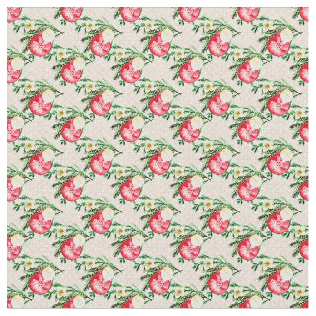 Balas de Natal Vermelhas no Tecido Rosa (Detalhe)