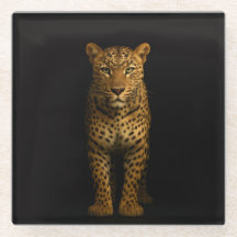 Balcão de vidro Preto 4 Luxe, Leopardo Majestoso