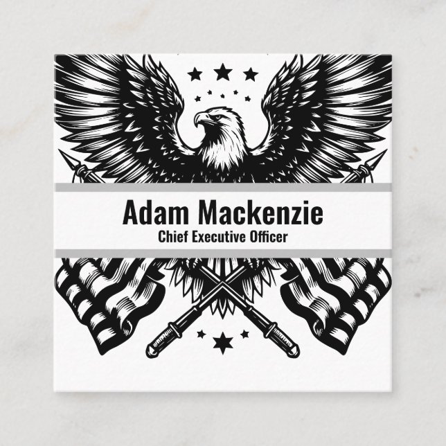 Bald Eagle American Flag Cartão de visita Patrióti (Frente)