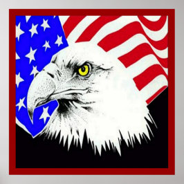Bald Eagle e American Flag Poster