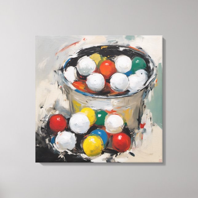 Balde De Bolas De Golfe - Impressão De Arte Canvas (Frente)