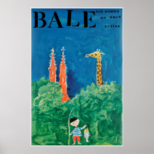 Bâle, au bord du Rhin, Suisse, Poster de viagens